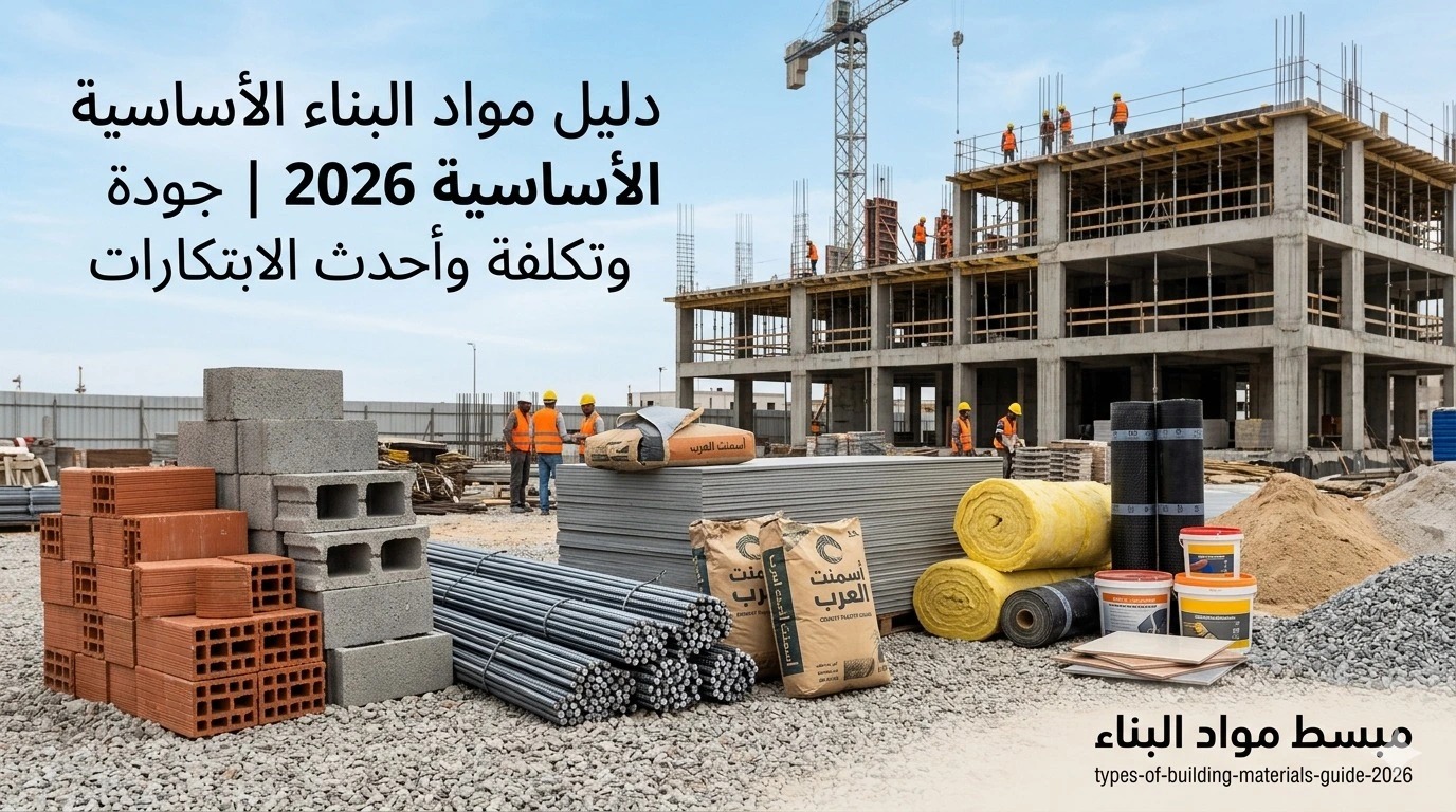دليل أنواع مواد البناء الأساسية: الجودة والتكلفة وأحدث الابتكارات